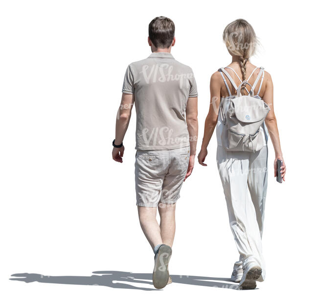 two people walking together in summer