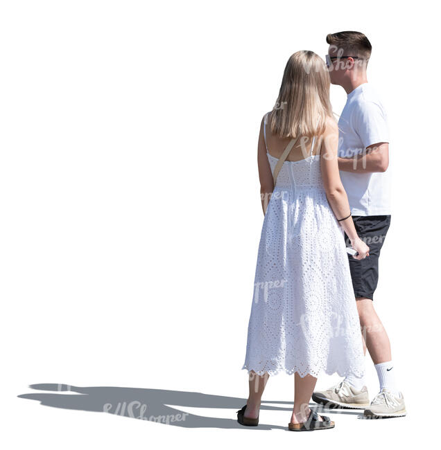 cut out man and woman in summer standing and looking around