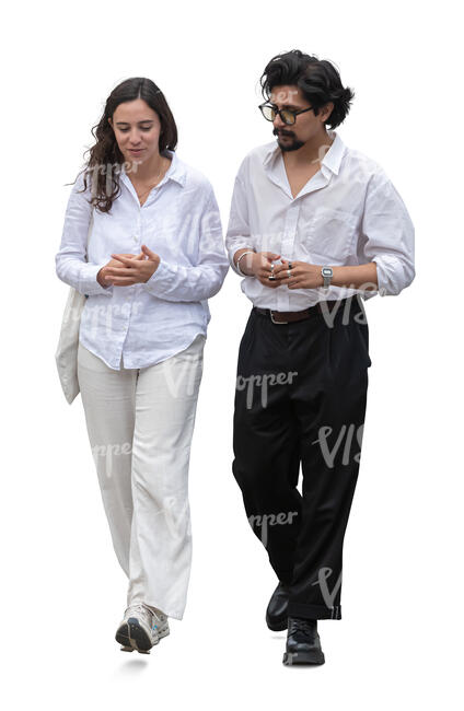 cut out man and woman walking