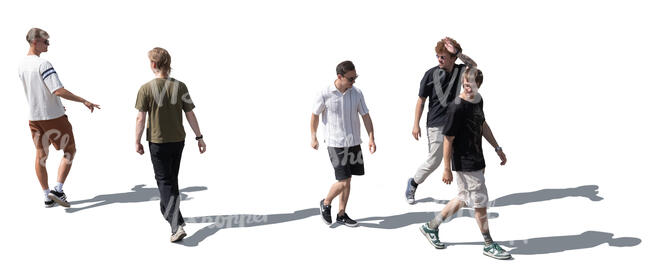 top view of a group of young men walking