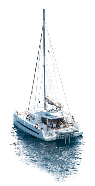 top view of people relaxing on a yacht