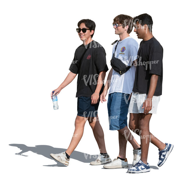 three young men walking