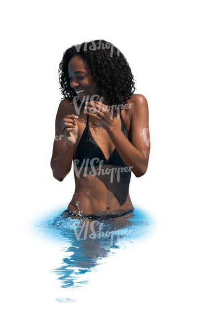 cut out black woman swimming in the pool