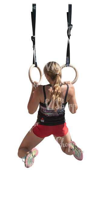 cut out woman doing pull ups