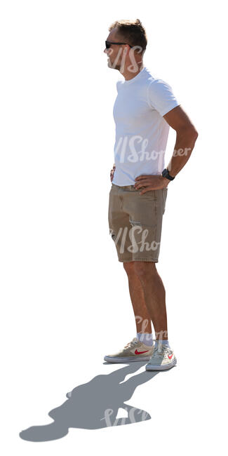 cut out backlit man standing