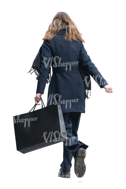 woman with a big shopping bag walking