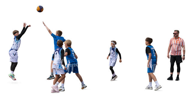 cut out boys team playing streetball