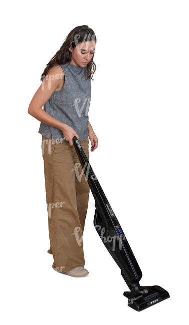 cut out woman vacuuming