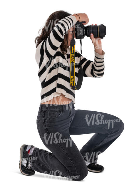 cut out woman taking photos