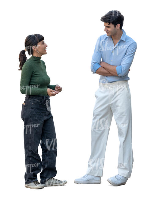 pakistani man and woman standing and talking