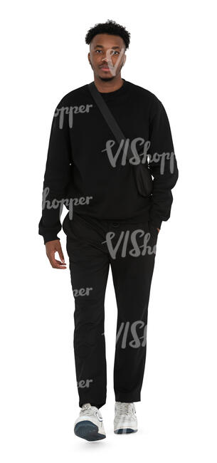 cut out black man casually walking