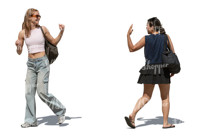 two women waving goodbye to each other