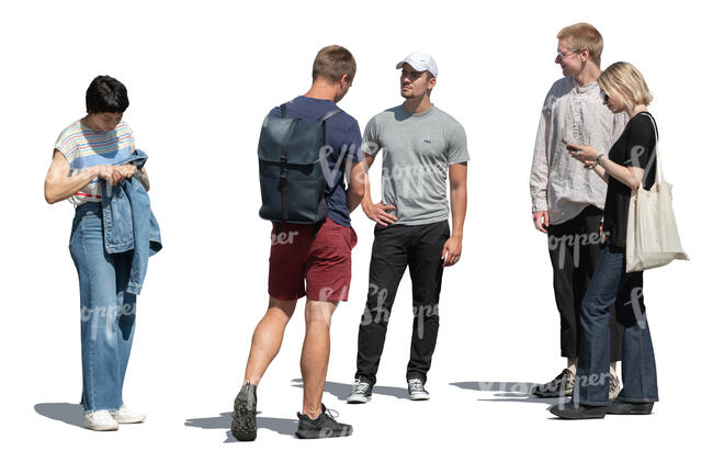 group of people standing and minding their own business