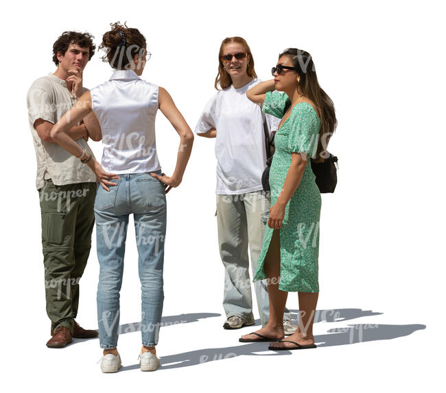 cut out group of friends standing and talking