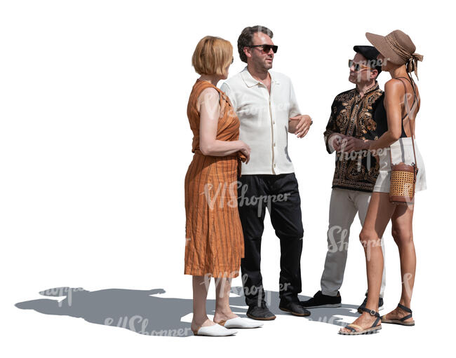 group of friends standing and talking outside