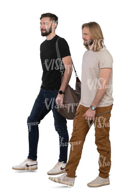 two men walking side by side