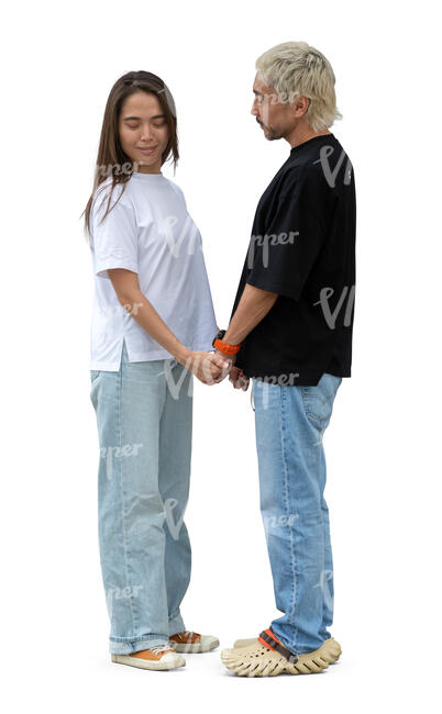 cut out couple standing and holding hands