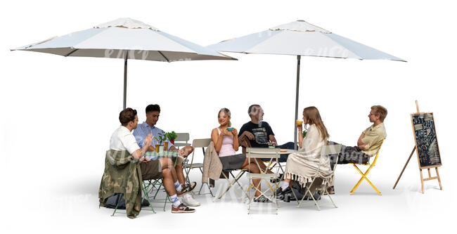 group of young friends sitting in a cafe