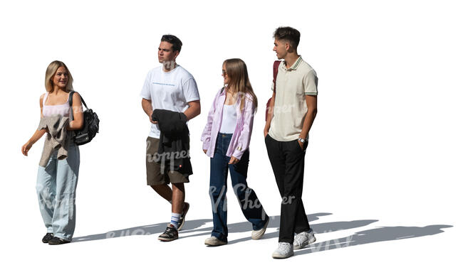 cut out group of teenagers walking