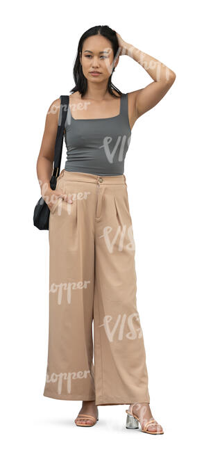 cut out young asian woman standing