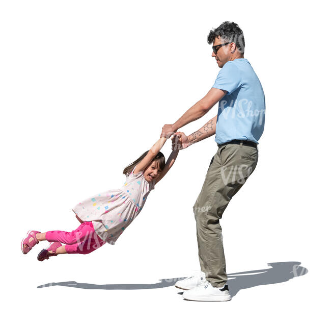 father twrirling her daughter around