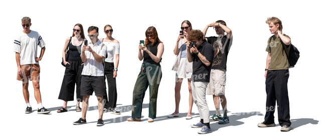 group of people standing and looking and taking pictures