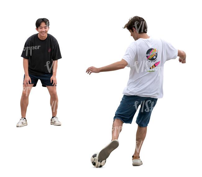 two boys playing football