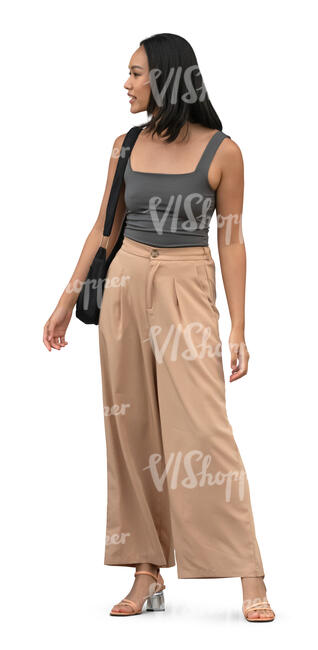 cut out young vietnamese woman standing