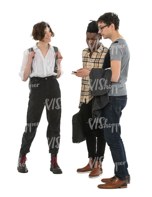 group of young people standing together and talking