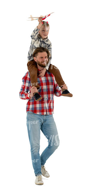cut out man carrying his son on his shoulders