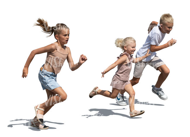 cut out group of children running