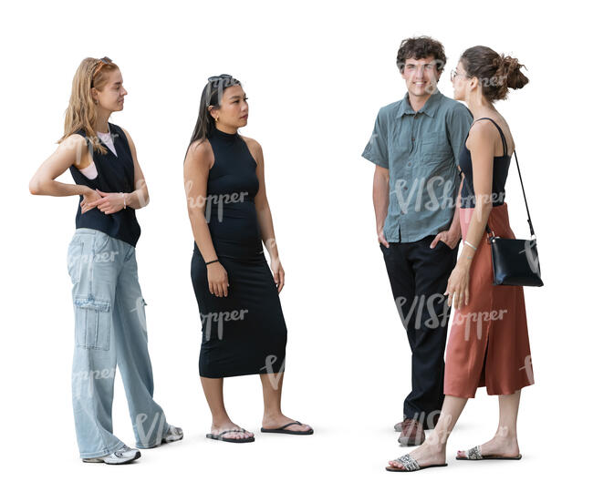 cut out group of friends standing and talking