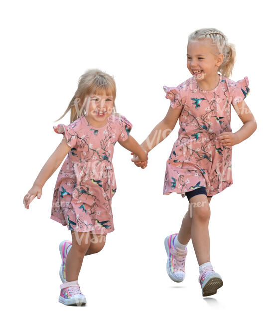 two little girls running happily hand in hand