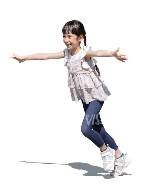 japanese kid running happily