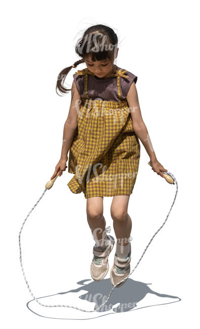 little asian girl jumping with a jump rope