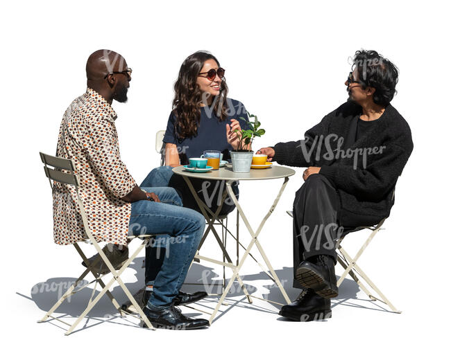 cut out group of friend sitting in a casual cafe
