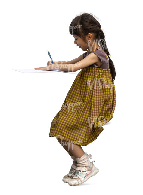 japanese girl sitting at a desk and writing