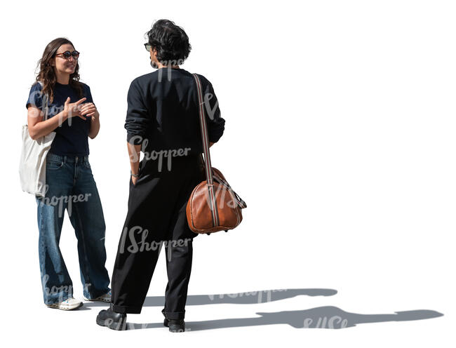 man and woman standing casually and chatting