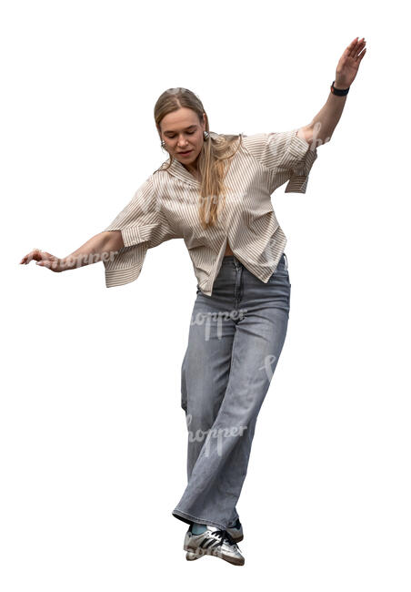 cut out woman walking on a slackline