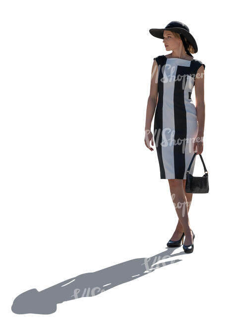 fancy backlit woman wearing a hat and high heels