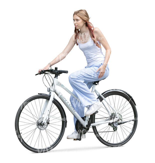 teenage girl riding a bicycle