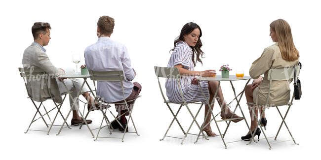 two women and two men sitting in a cafe