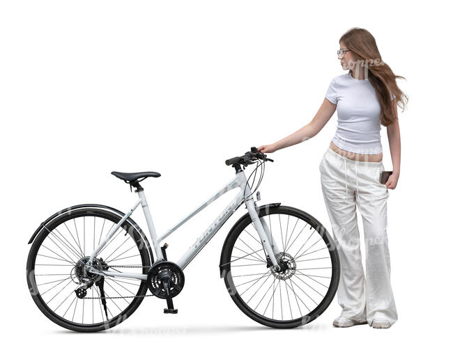 teenage girl posing with a bicycle