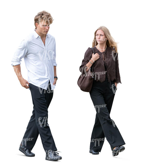man and woman walking