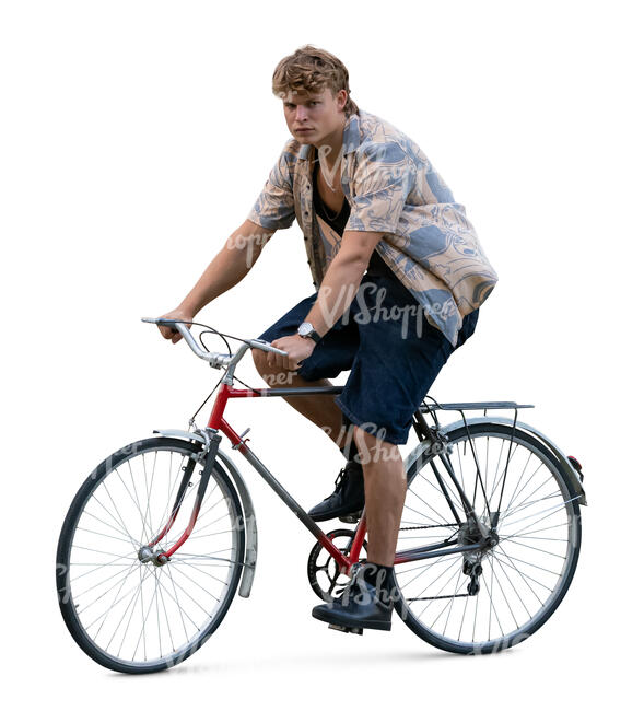 young man riding a bicycle