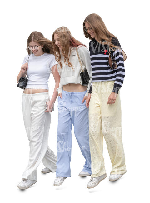 group of teenage girls walking down the stairs