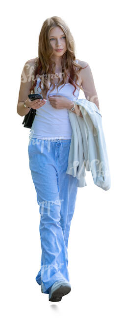 teenage girl walking