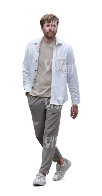 man casually walking