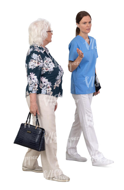 nurse talking to an elderly woman