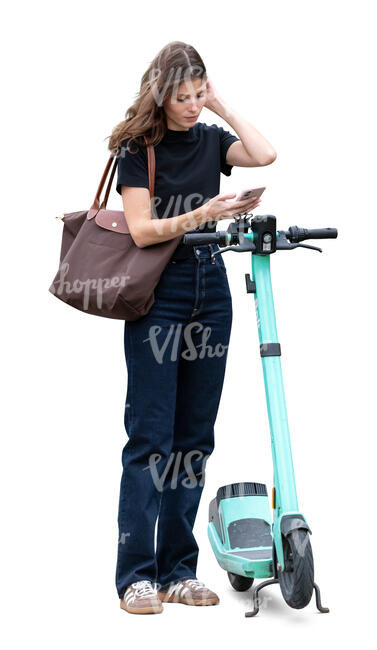 cut out woman renting an electric scooter